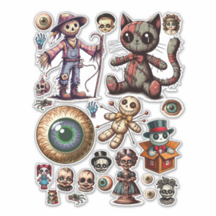 Spooky Halloween dark horror ARt Collage sheet 