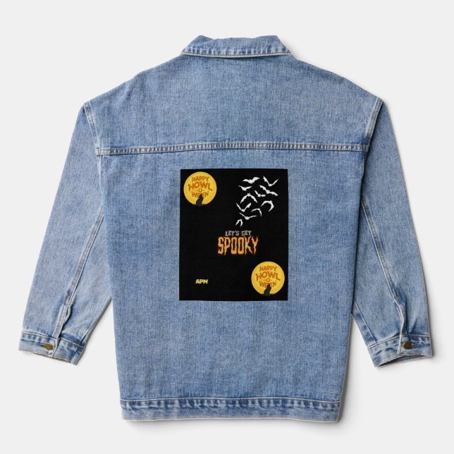 Spooky Halloween design Denim Jacket (Back)