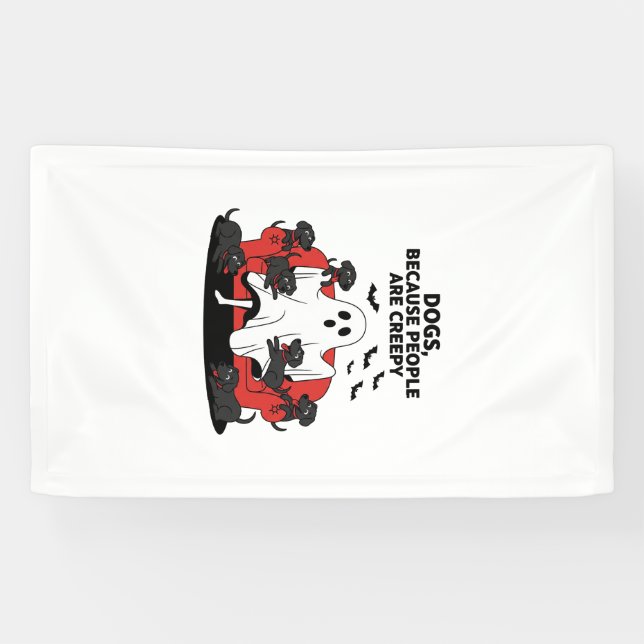 Spooky Halloween Dog Spooky Ghost 23 Banner (Horizontal)
