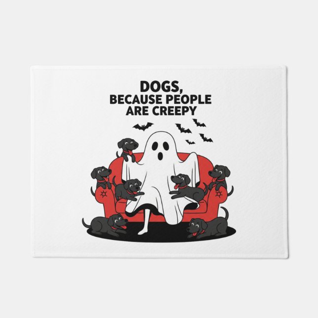 Spooky Halloween Dog Spooky Ghost 23 Doormat (Front)