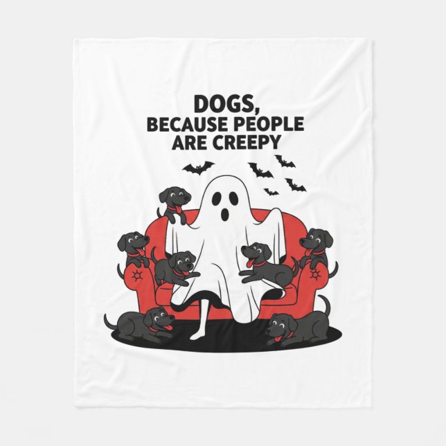 Spooky Halloween Dog Spooky Ghost 23 Fleece Blanket (Front)