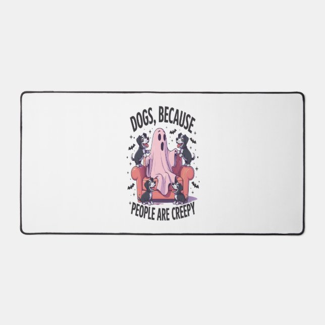 Spooky Halloween Dog Spooky Ghost (2) Desk Mat (Front)