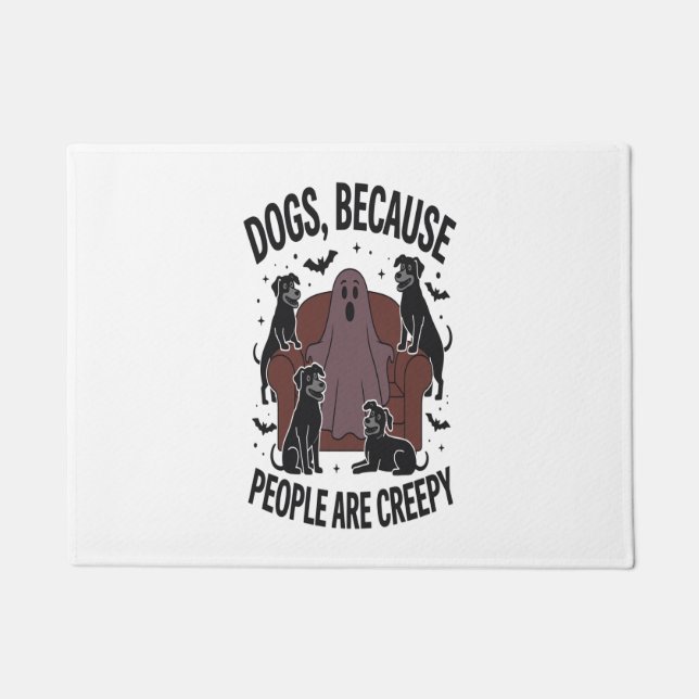 Spooky Halloween Dog Spooky Ghost 2 Doormat (Front)