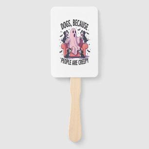 Spooky Halloween Dog Spooky Ghost (2) Hand Fan