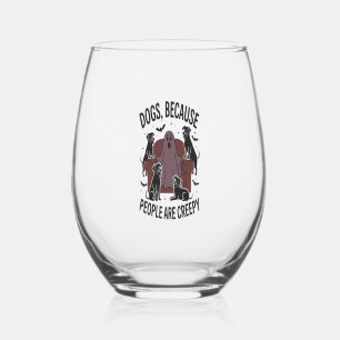 Spooky Halloween Dog Spooky Ghost 2 Stemless Wine Glass
