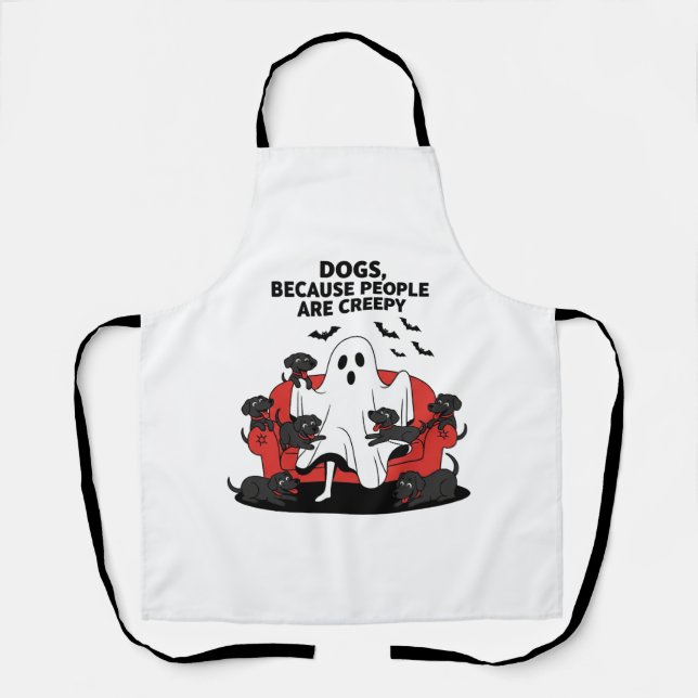 Spooky Halloween Dog Spooky Ghost Apron (Front)