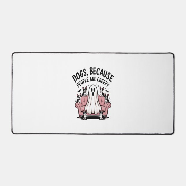 Spooky Halloween Dog Spooky Ghost Desk Mat (Front)