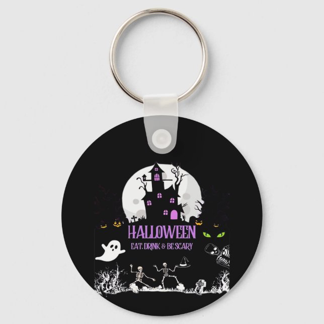 Spooky Halloween Eat Drink And Be Scary Classic Key Ring (Front)