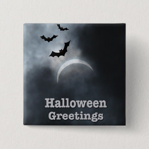 Spooky Halloween Eclipse Greetings 15 Cm Square Badge