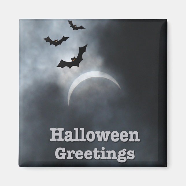 Spooky Halloween Eclipse Greetings Magnet (Front)