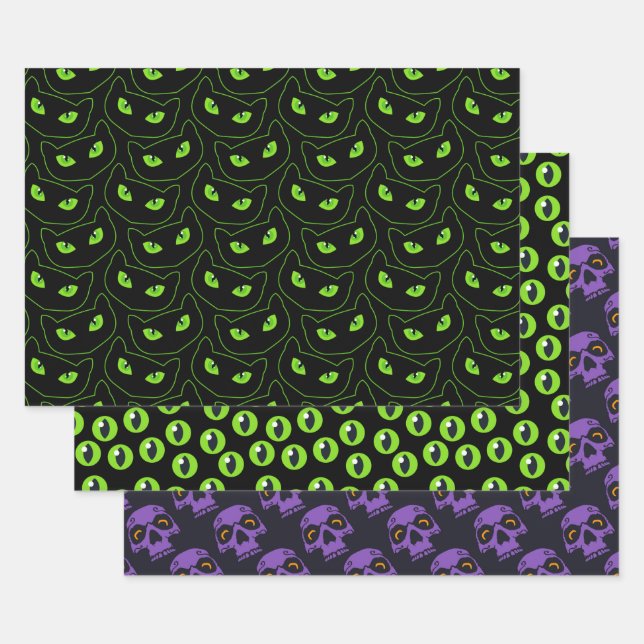 Spooky Halloween Eyes Assortment Wrapping Paper Sheet (Set)
