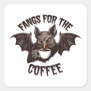Spooky Halloween Fangs For the Coffee Caffeine Square Sticker