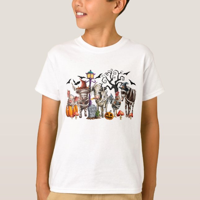 Spooky Halloween Farm Animals T-Shirt (Front)