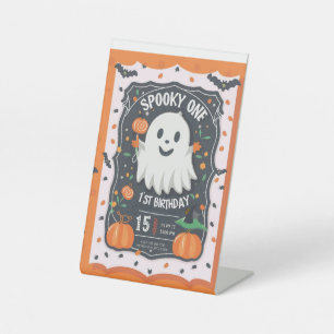 Spooky Halloween First Birthday 🎃👻 Pedestal Sign
