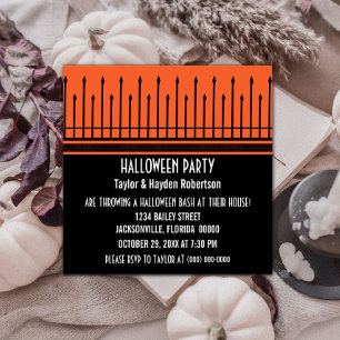 Spooky Halloween Gate Party Invite, Orange Invitation