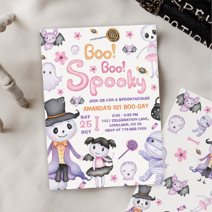 Spooky Halloween Ghost 1st Birthday Party  Invitation