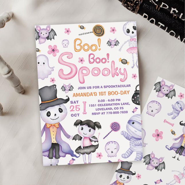 Spooky Halloween Ghost 1st Birthday Party  Invitation (Creator Uploaded)