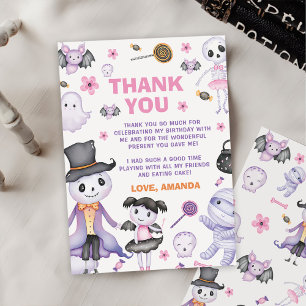 Spooky Halloween Ghost Birthday Party Thank You Card