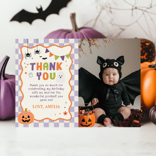 Spooky Halloween Ghost Birthday Thank You Card