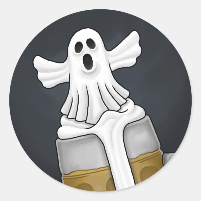 Spooky Halloween Ghost  Classic Round Sticker (Front)