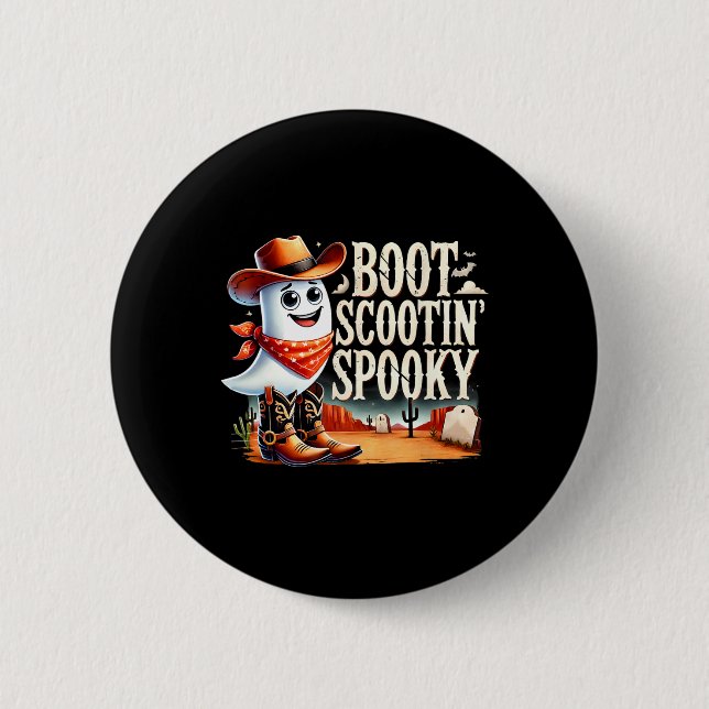 Spooky Halloween Ghost Cowboy Ghost Western  6 Cm Round Badge (Front)