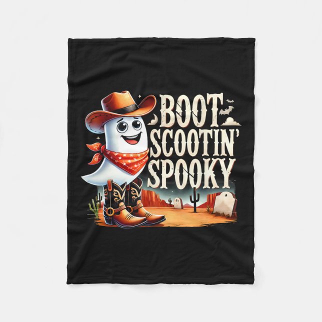 Spooky Halloween Ghost Cowboy Ghost Western  Fleece Blanket (Front)