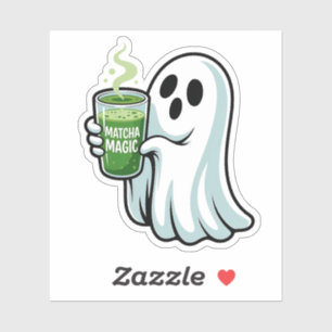 Spooky Halloween Ghost Drinking Matcha Drink