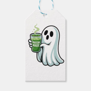 Spooky Halloween Ghost Drinking Matcha Drink Gift Tags