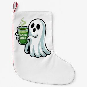 Spooky Halloween Ghost Drinking Matcha Drink  Small Christmas Stocking