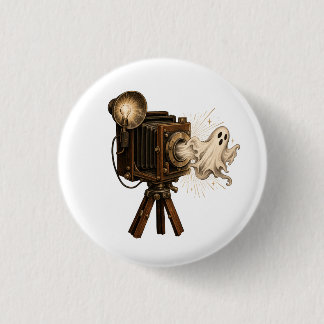 Spooky Halloween Ghost Emerging from Camera 3 Cm Round Badge