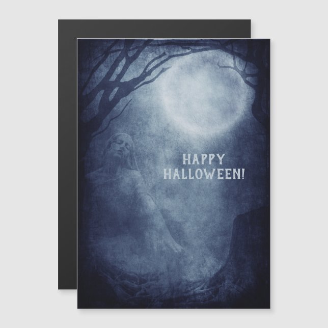 Spooky Halloween Ghost Full Moon at Night (Front/Back)