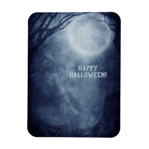 Spooky Halloween Ghost Full Moon at Night Magnet