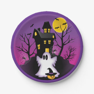 Spooky Halloween Ghost Paper Plate