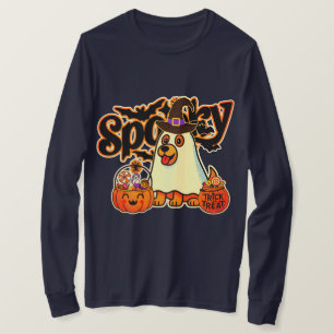 Spooky Halloween Ghost Pumpkin Long Sleeve Shirt f