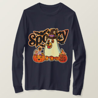 Spooky Halloween Ghost Pumpkin Long Sleeve Shirt f