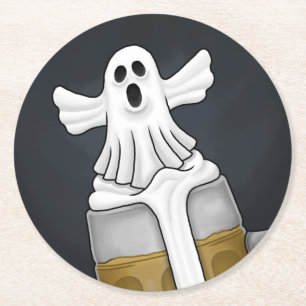 Spooky Halloween Ghost  Round Paper Coaster