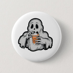 Spooky Halloween Ghost Sippin Pumpkin latte Fall  6 Cm Round Badge