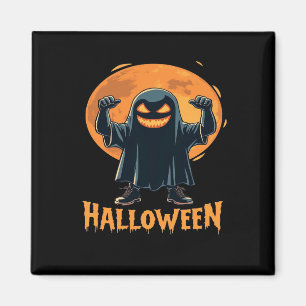 Spooky Halloween Ghost with Full Moon Design Magnet