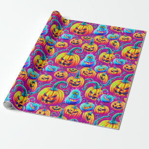 Spooky Halloween Ghosts and Pumpkin Wrapping Paper