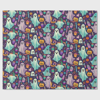 Spooky Halloween Ghosts and Pumpkin Wrapping Paper