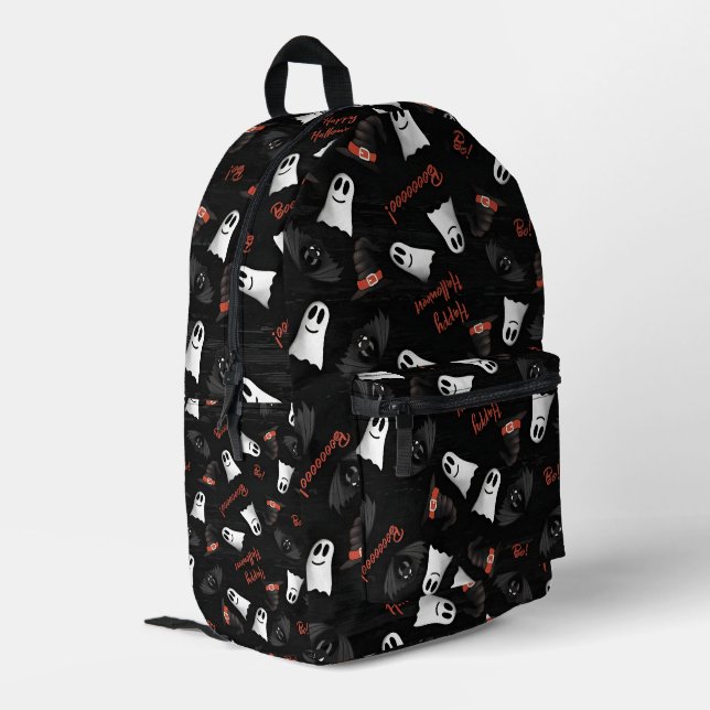 Spooky Halloween Ghosts Bats Party Printed Backpack (Back Corner Left)