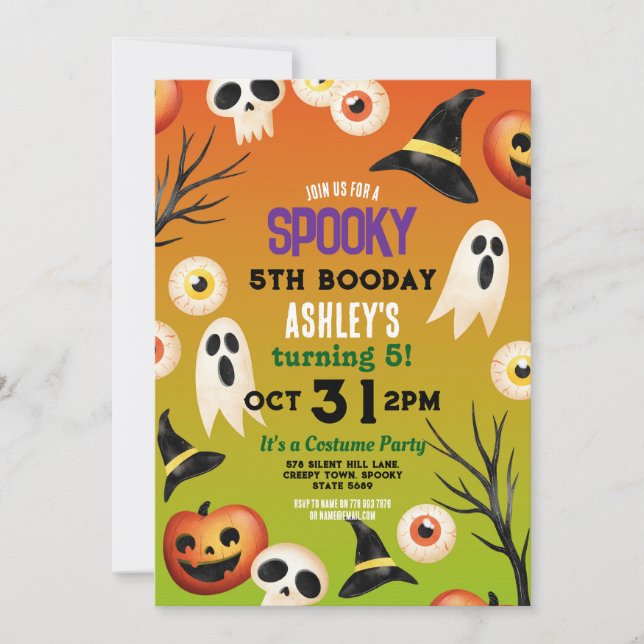 Spooky Halloween Ghosts Birthday Kids Invitation (Front)