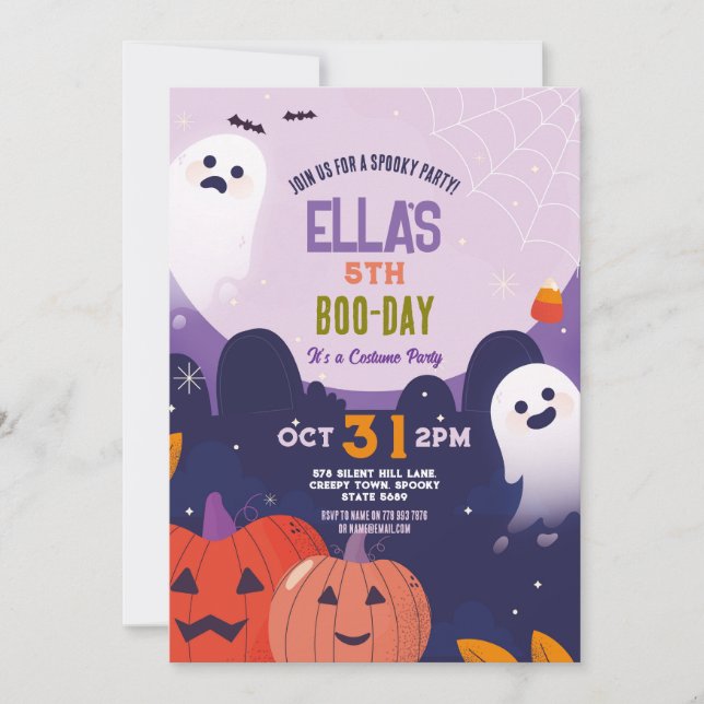 Spooky Halloween Ghosts Birthday Kids Invitation (Front)