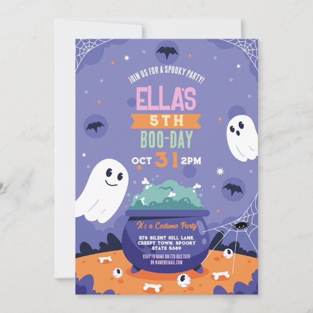 Spooky Halloween Ghosts Birthday Kids Invitation (Front)