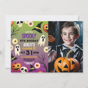 Spooky Halloween Ghosts Birthday Kids Photo  Invitation