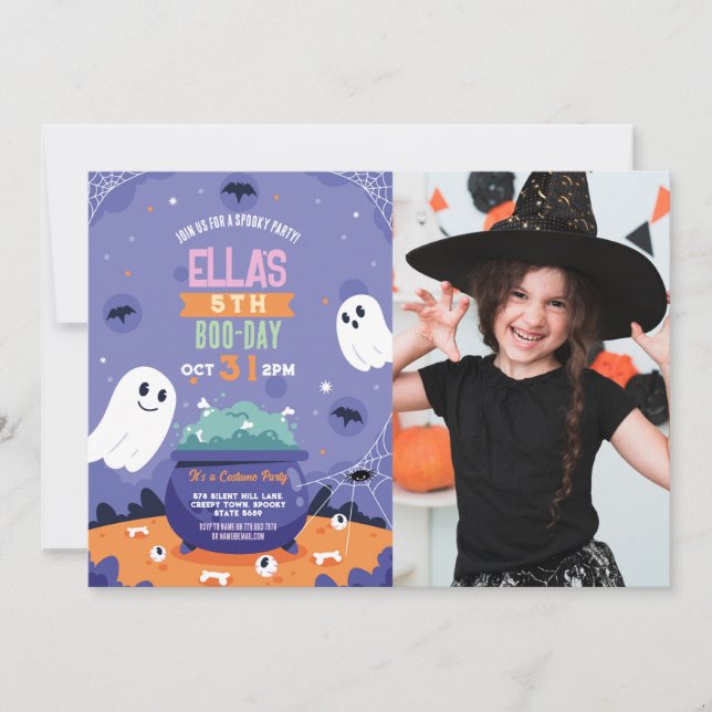 Spooky Halloween Ghosts Birthday Photo Invitation (Front)