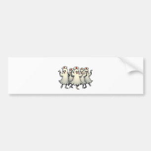 Spooky Halloween Ghosts in Nurse Suits Bumper Sticker