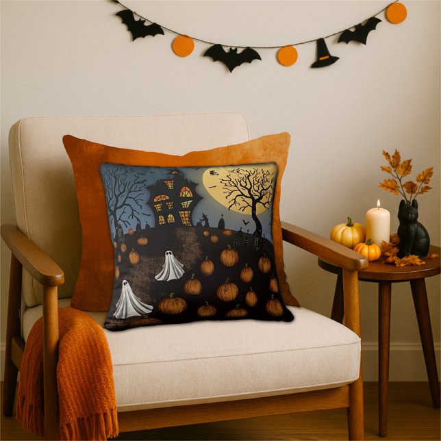 Spooky Halloween Ghosts Pumpkin Patch Cushion (Creator Uploaded)