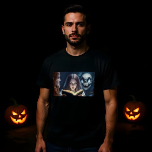 Spooky Halloween Girl bedtime Reading design T-Shirt