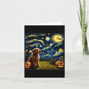 Spooky Halloween Goldendoodle Dog Starry Night Card